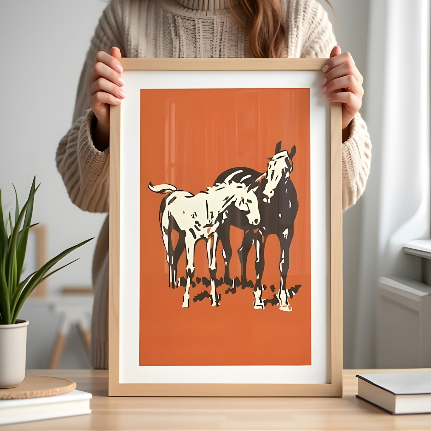 Retro Horses Print Western Horse Art(Original Artwork)