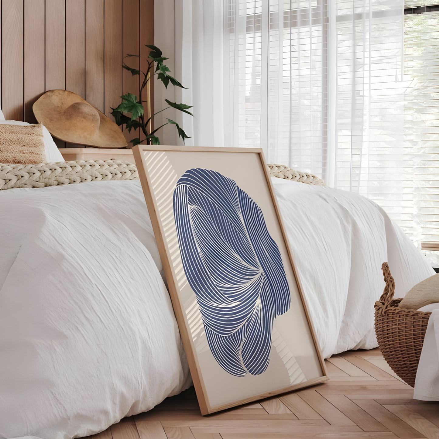 Abstract Flowing Navy Line Art Print(Original Artwork)