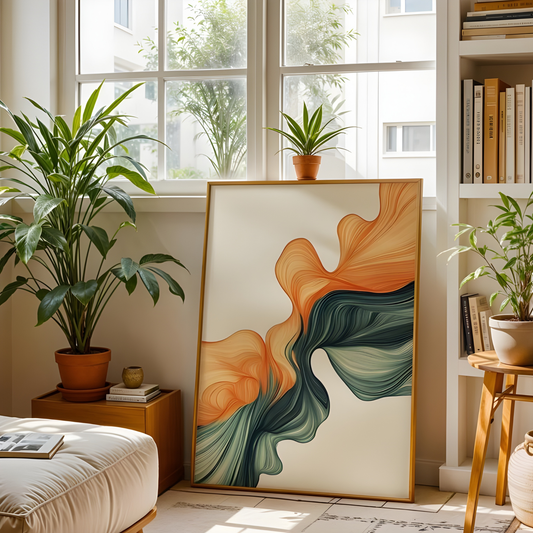 Burnt Orange Sage Green Abstract Art Print(Original Artwork)