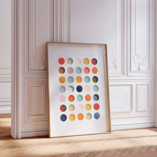 Modern Colorful Polka Dot Abstract FRAMED Print(Original Artwork)