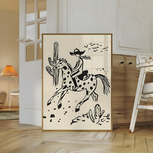 cowgirl riding horse digital art(Original Artwork)
