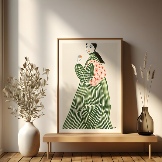 La Poire Green Coat Abstract Wall Art(Original Artwork)
