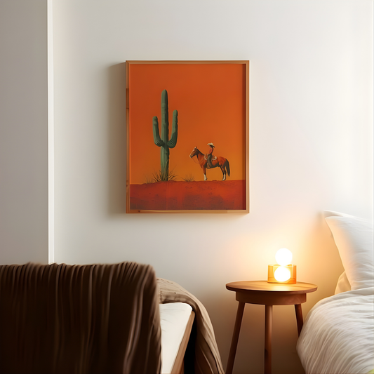 Cowgirl Minimalist Boho Western Illustration Wall Art(Original Artwork)