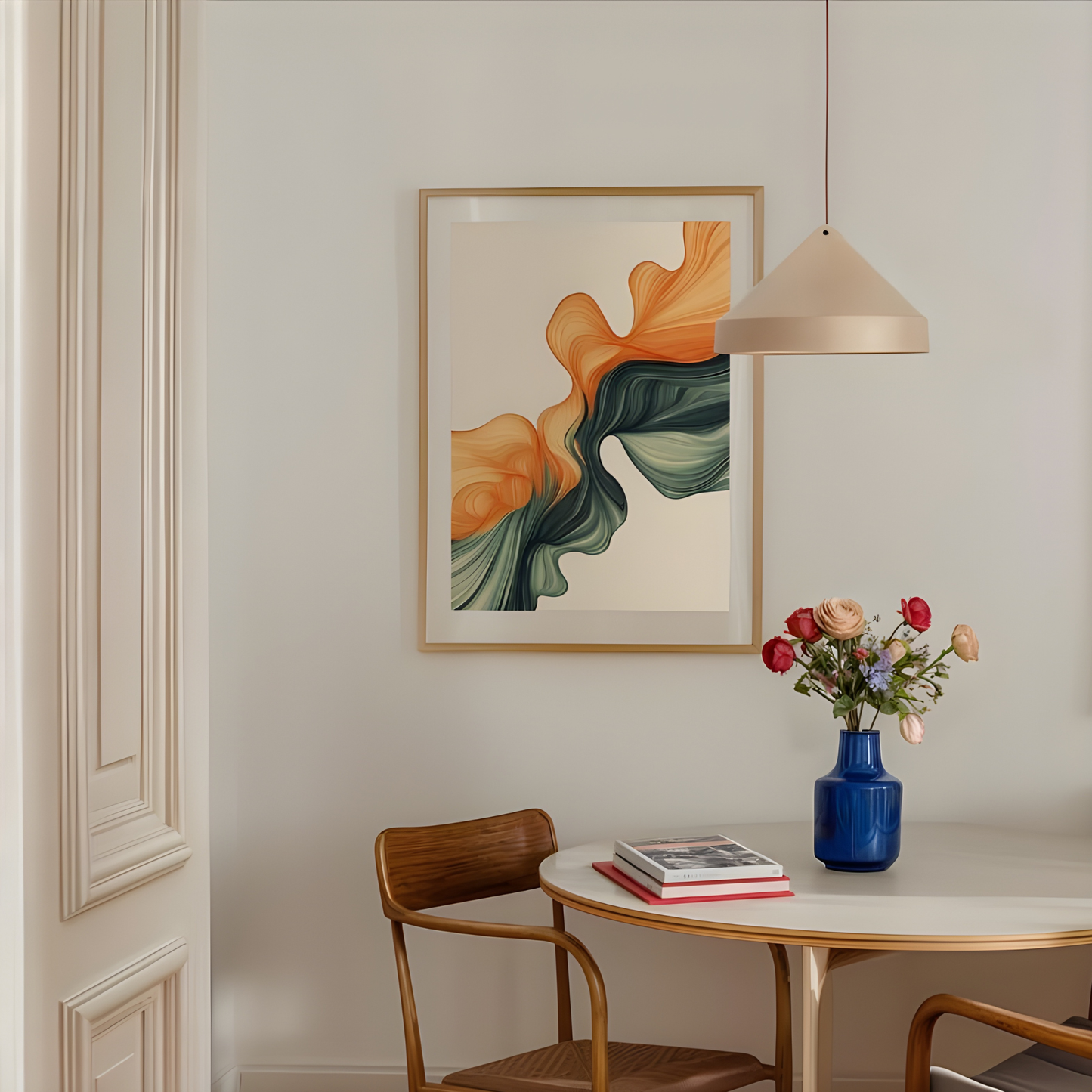 Burnt Orange Sage Green Abstract Art Print(Original Artwork)