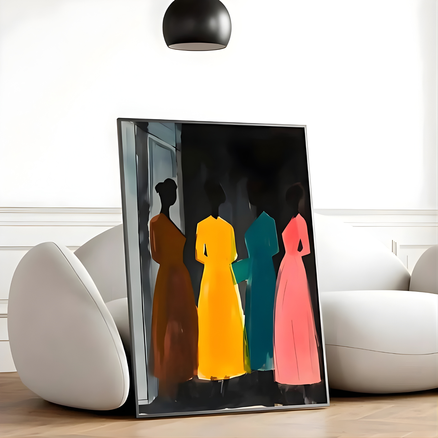 Women in Colorful Dresses Retro Poster(Original Artwork)