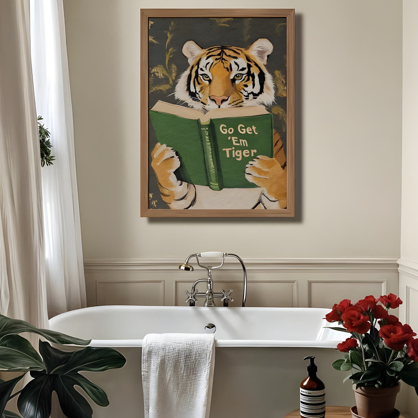 Motivational Tiger Reading wall art(Original Artwork)