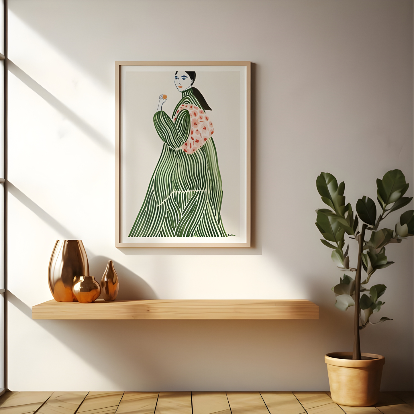La Poire Green Coat Abstract Wall Art(Original Artwork)