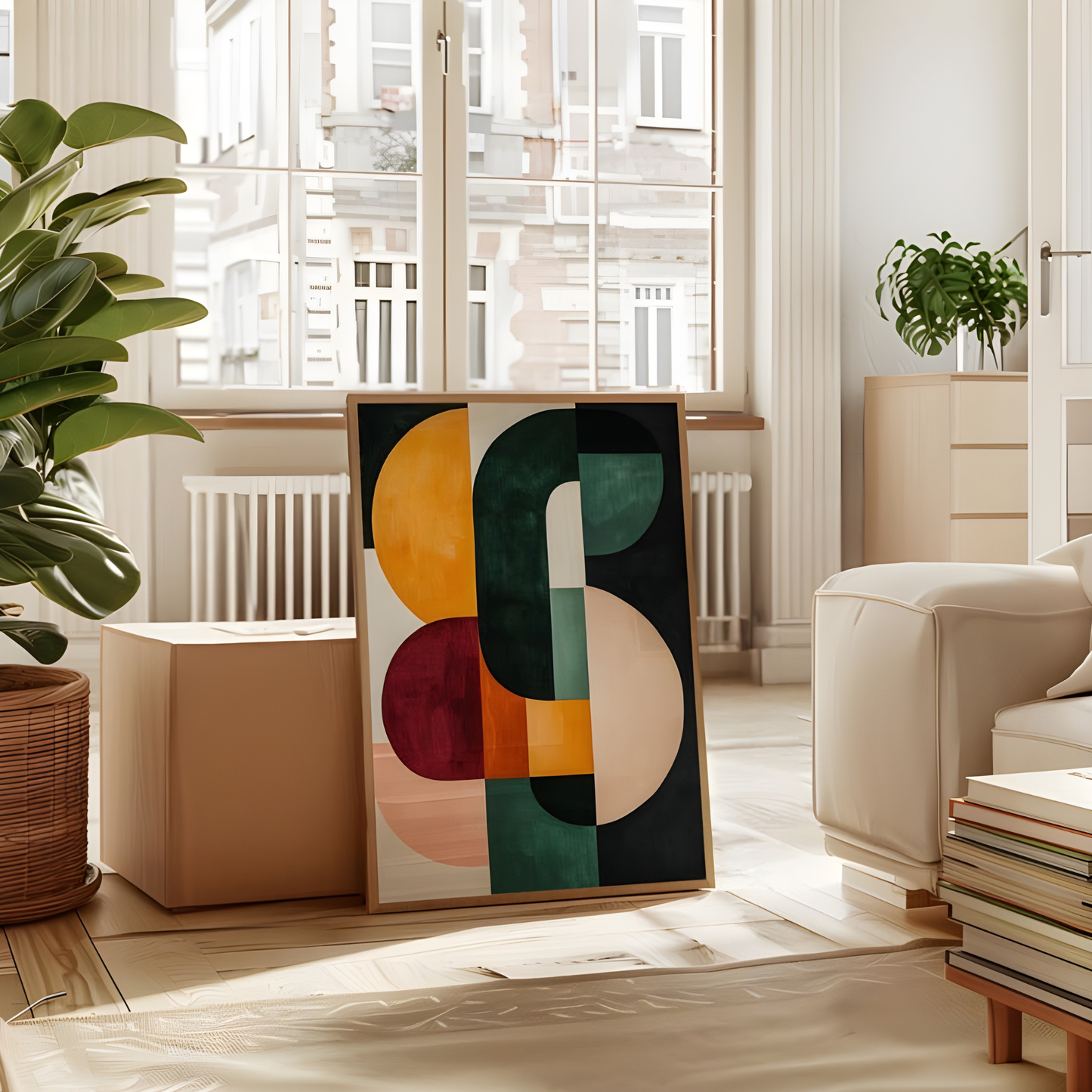 Bold Mid Century Modern Geometric Canvas Wall Art(Original Artwork)