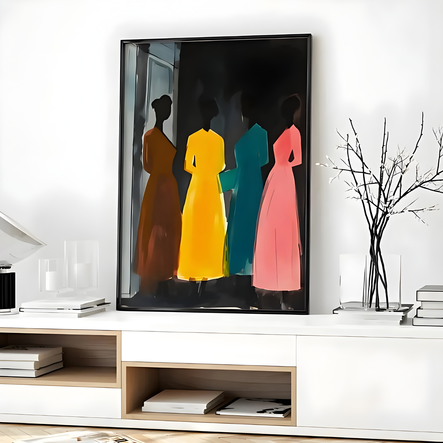 Women in Colorful Dresses Retro Poster(Original Artwork)