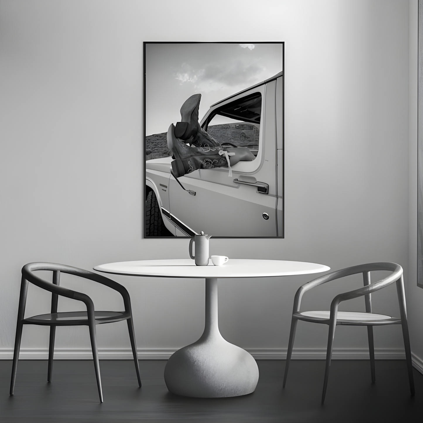 Vintage Cowgirl Boots lack and White Western Wall Art (Original Artwork)