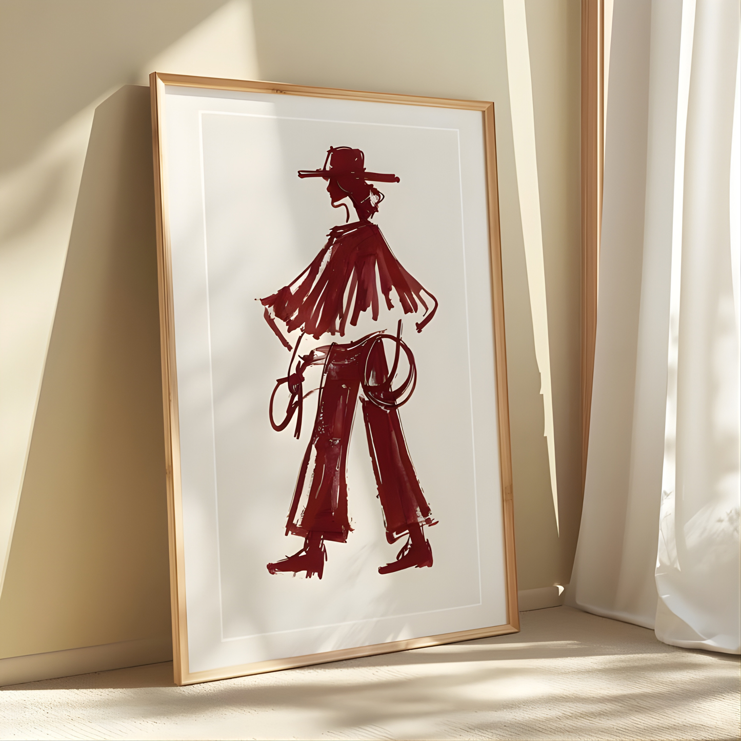 Red Wine Modern Cowgirl Print(Original Artwork)