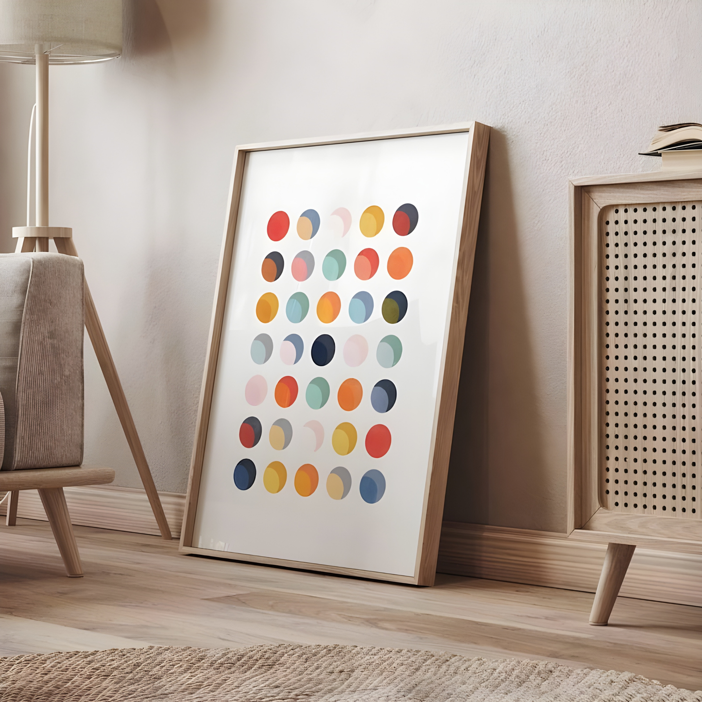 Modern Colorful Polka Dot Abstract FRAMED Print(Original Artwork)