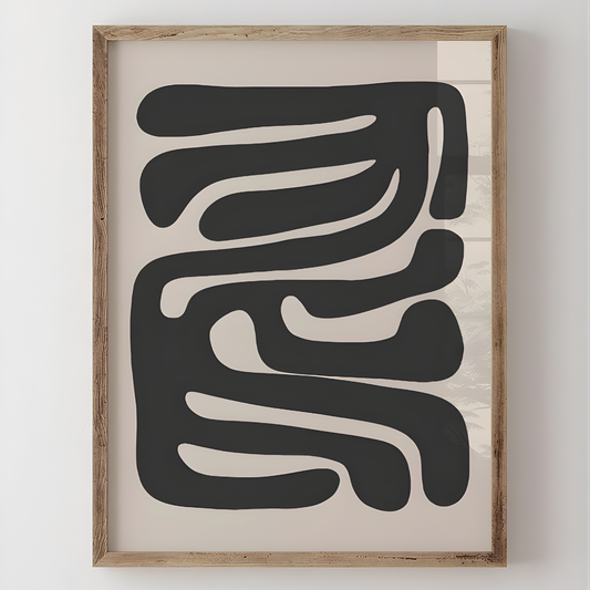 Beige and Black Downloadable Mid Century Modern Wall Art