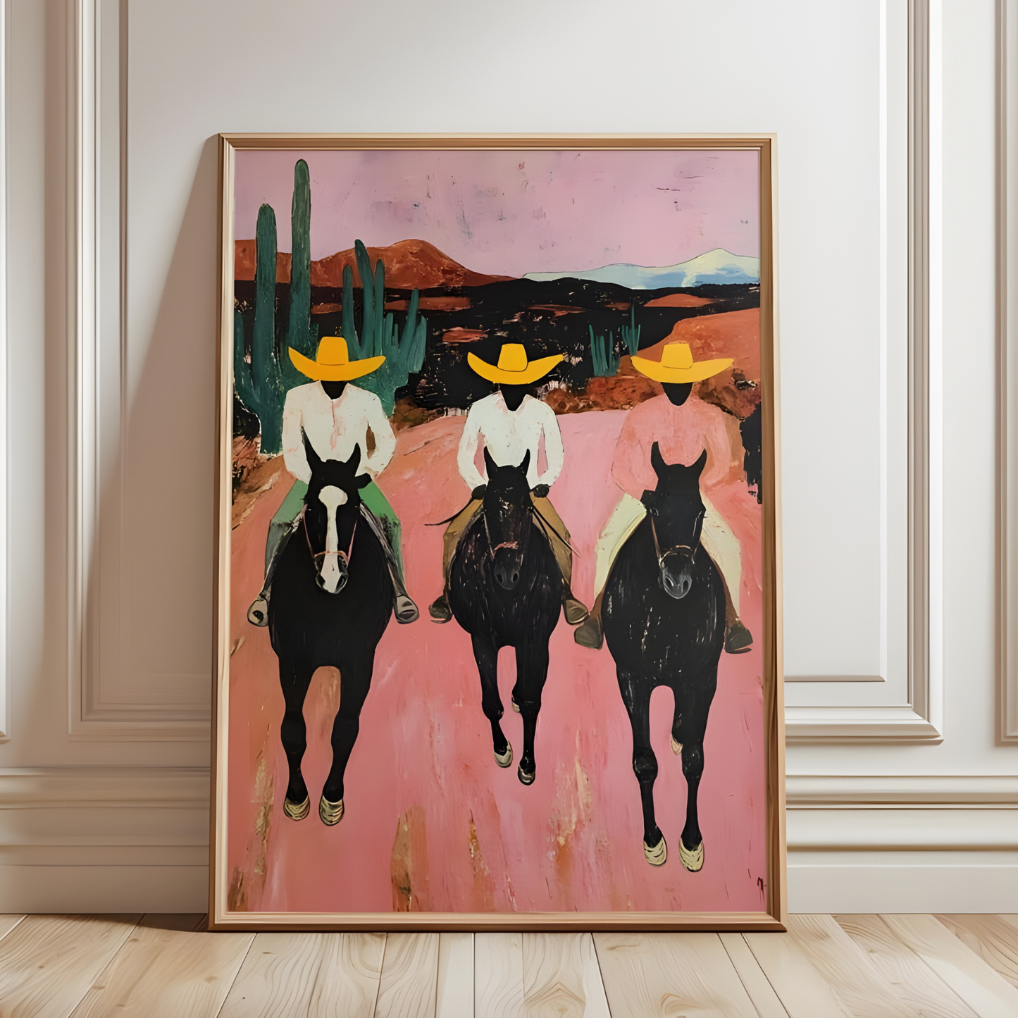 Southwestern cowboys colorful abstract western horse painting(Original Artwork)