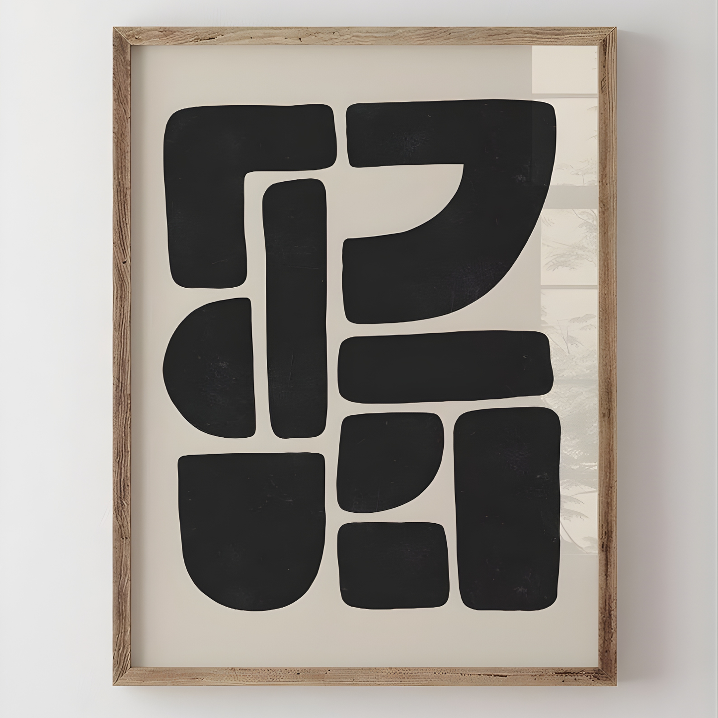 Geometric Shape Beige Black Wall Art(Original Artwork)