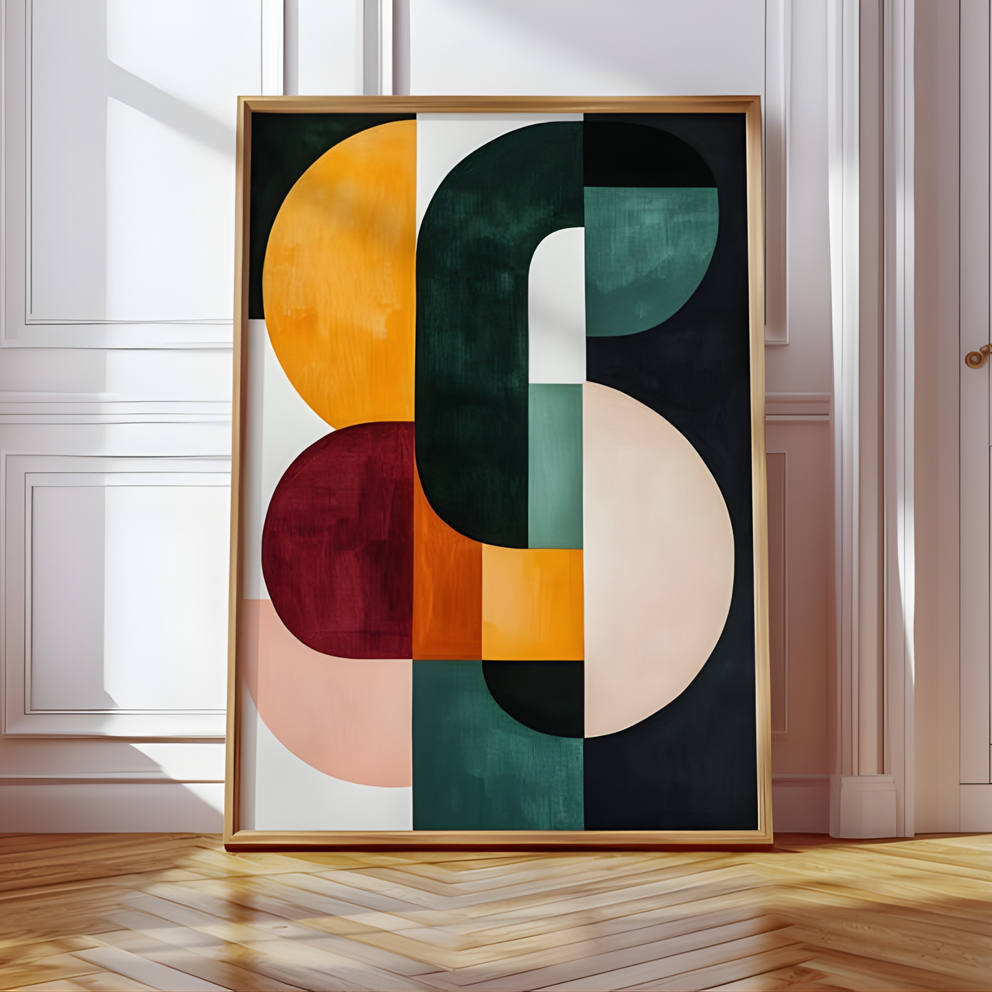 Bold Mid Century Modern Geometric Canvas Wall Art(Original Artwork)