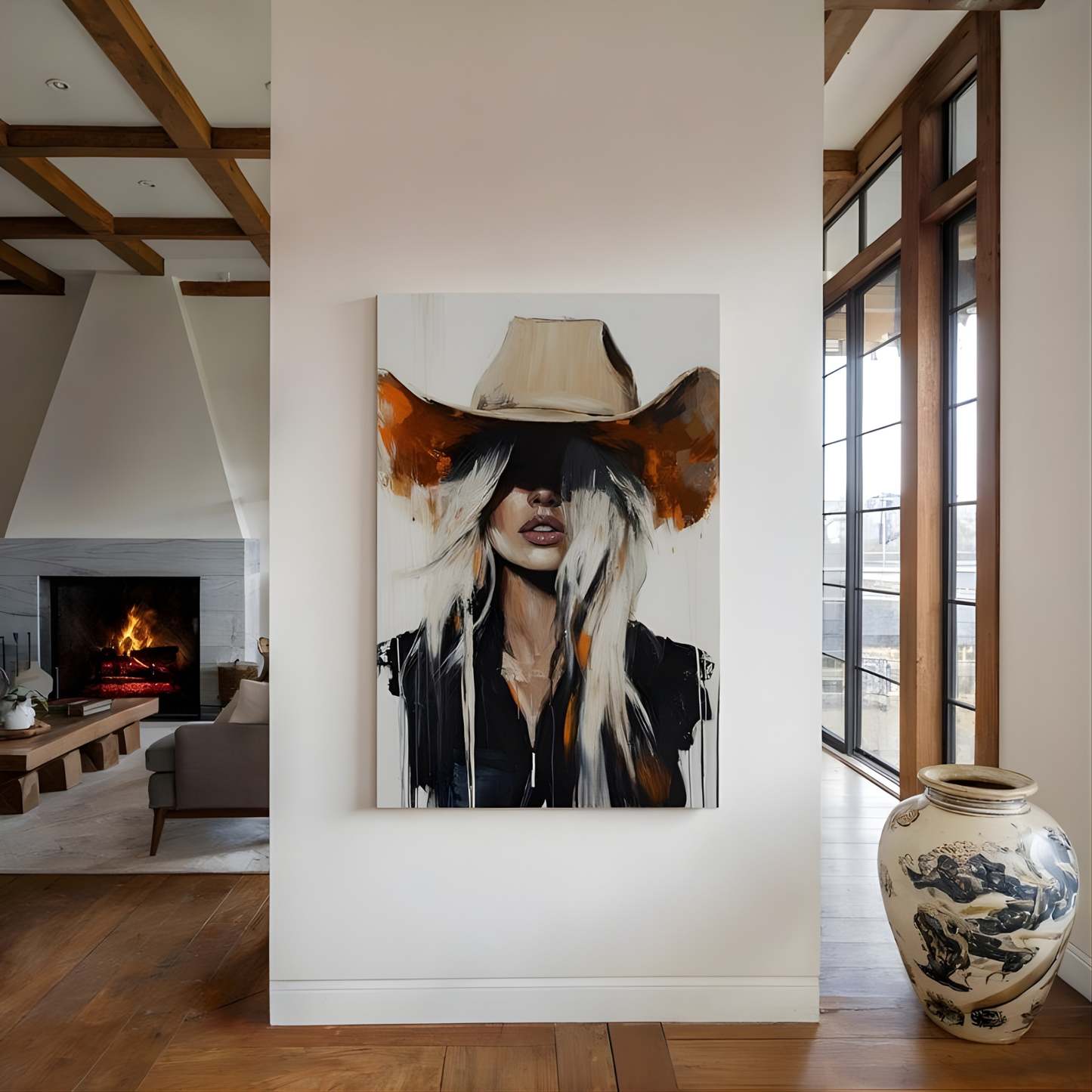 Abstract Western Cowgirl Wall Art(Original Artwork)