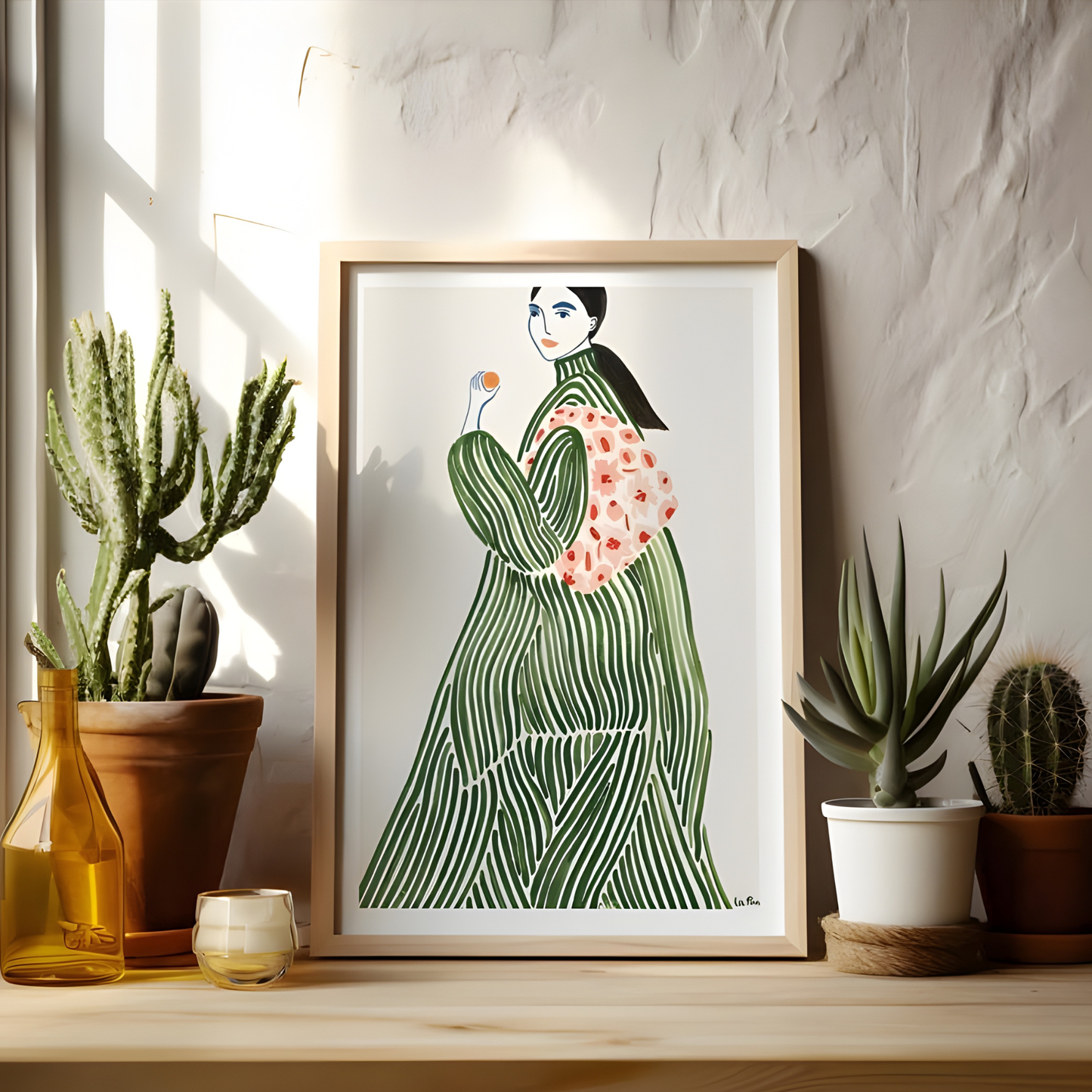 La Poire Green Coat Abstract Wall Art(Original Artwork)