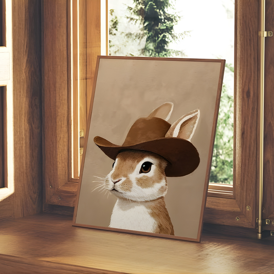 Cowboy Rabbit Western Nursery Animal Art(Original Artwork)