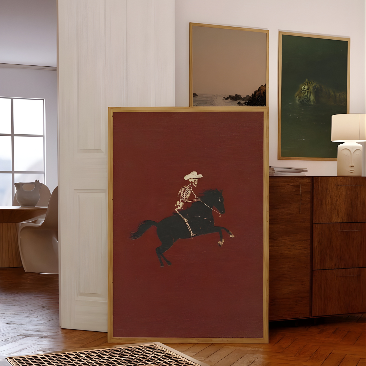 Skeleton Cowboy Illustration Bucking Bronco Print(Original Artwork)