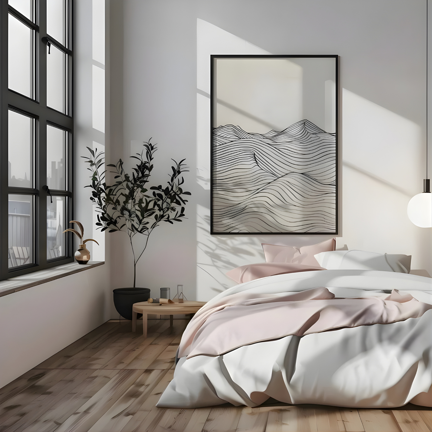 Minimalist Lines Mountain Art(Original Artwork)