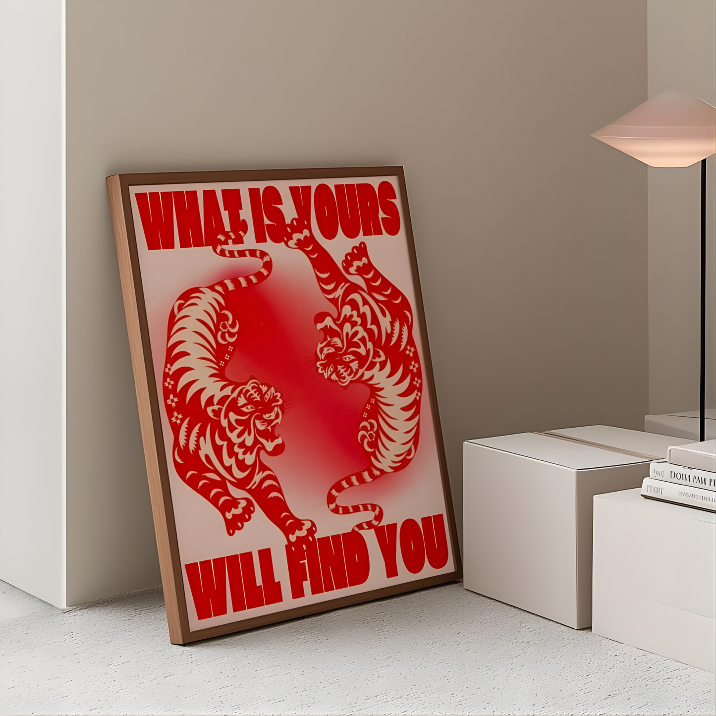 Tiger Poste Affirmation Poster Red Wall Art(Original Artwork)