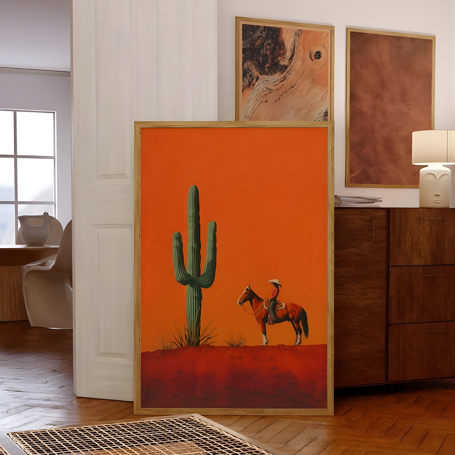 Cowgirl Minimalist Boho Western Illustration Wall Art(Original Artwork)