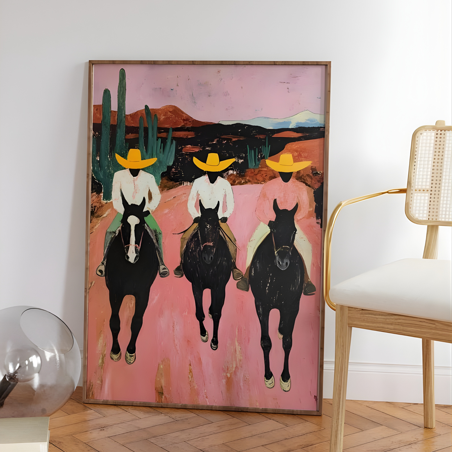 Southwestern cowboys colorful abstract western horse painting(Original Artwork)