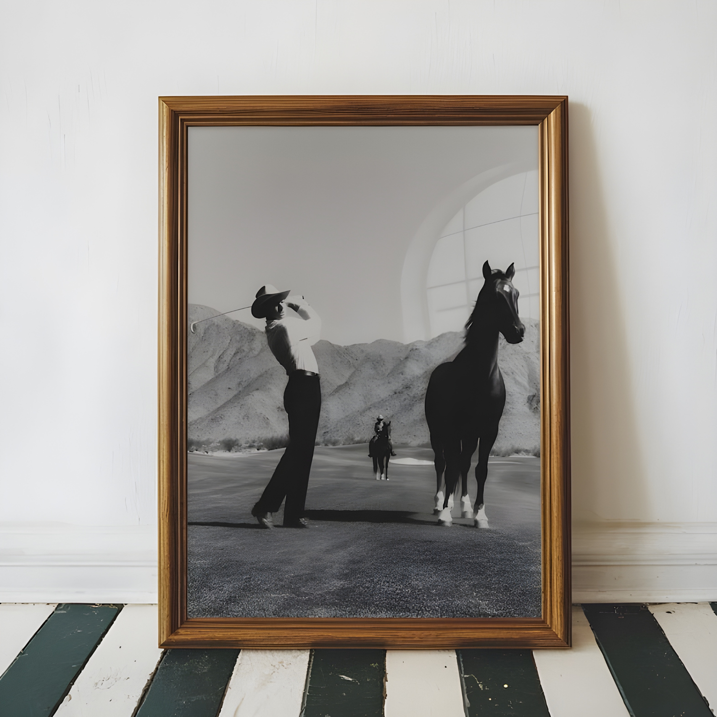 Vintage Cowboy Golf Poster Wall Art(Original Artwork)