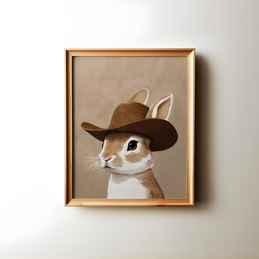 Cowboy Rabbit Western Nursery Animal Art(Original Artwork)