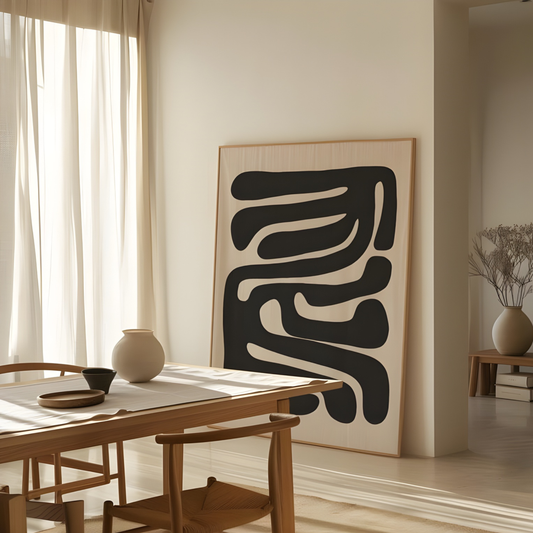 Beige and Black Downloadable Mid Century Modern Wall Art