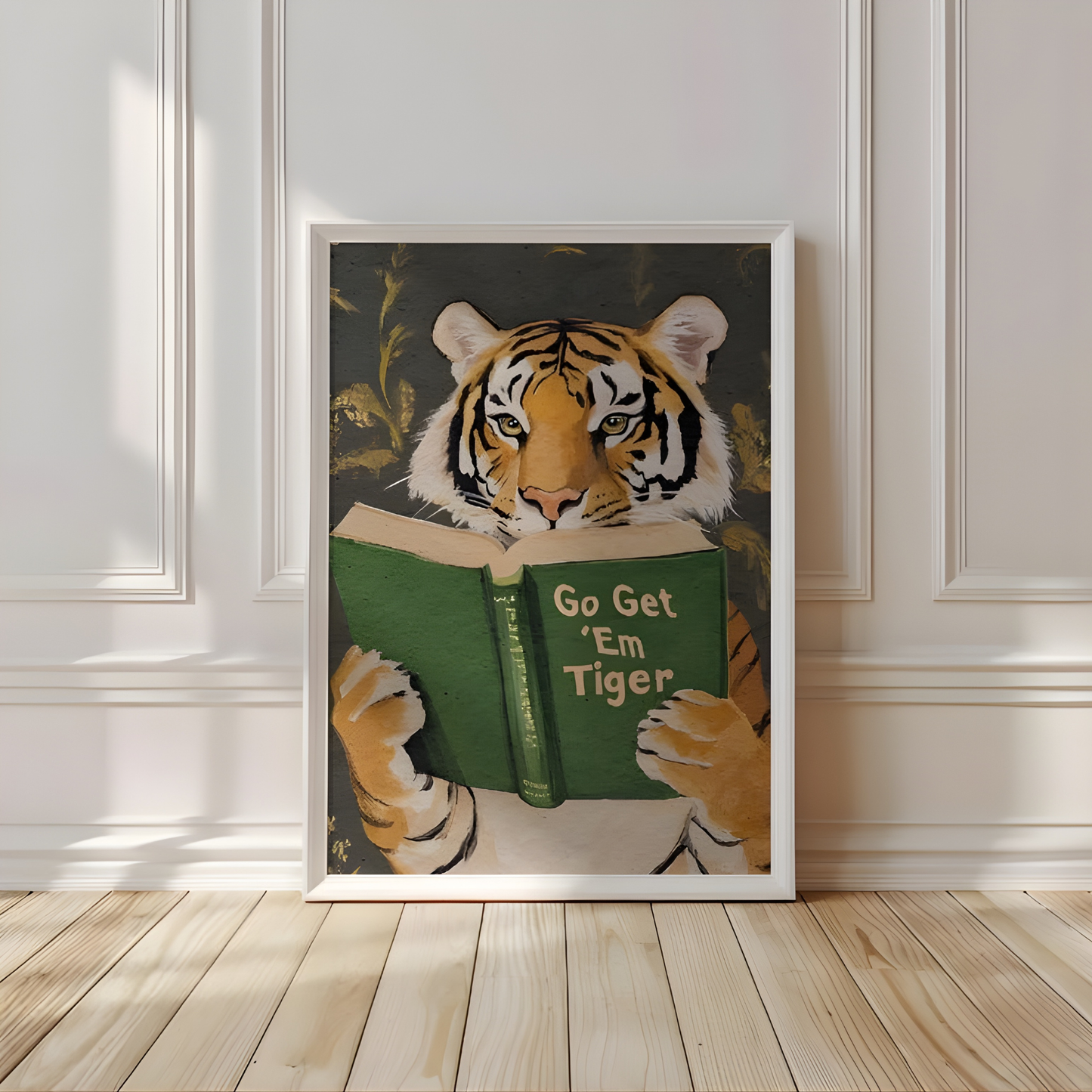 Motivational Tiger Reading wall art(Original Artwork)