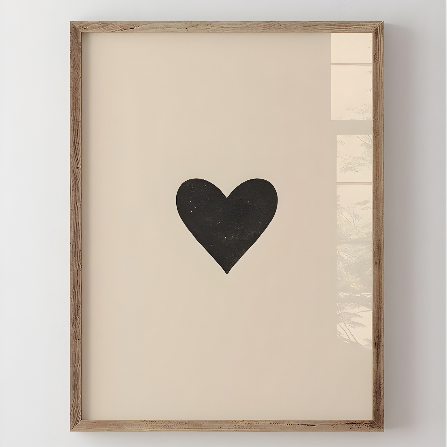 Minimalist Heart Beige and Black Wall Art(Original Artwork)