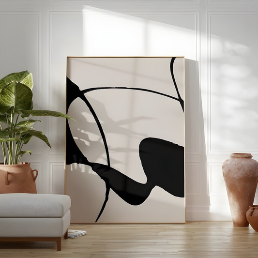 Black Beige Abstract Wall Art