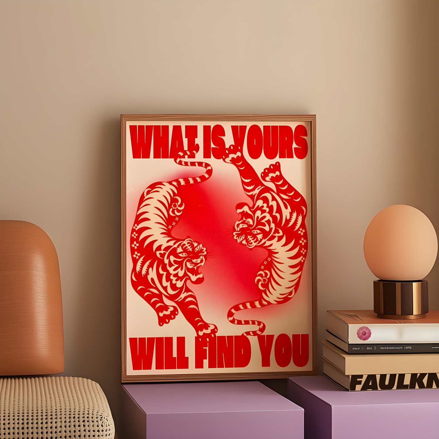 Tiger Poste Affirmation Poster Red Wall Art(Original Artwork)