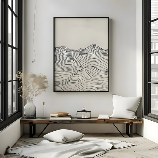 Minimalist Lines Mountain Art(Original Artwork)