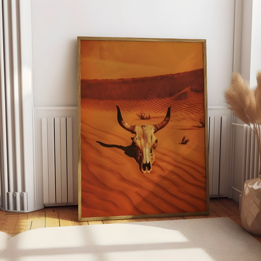 Vintage Cow Skull Western Art Print(Original Artwork)