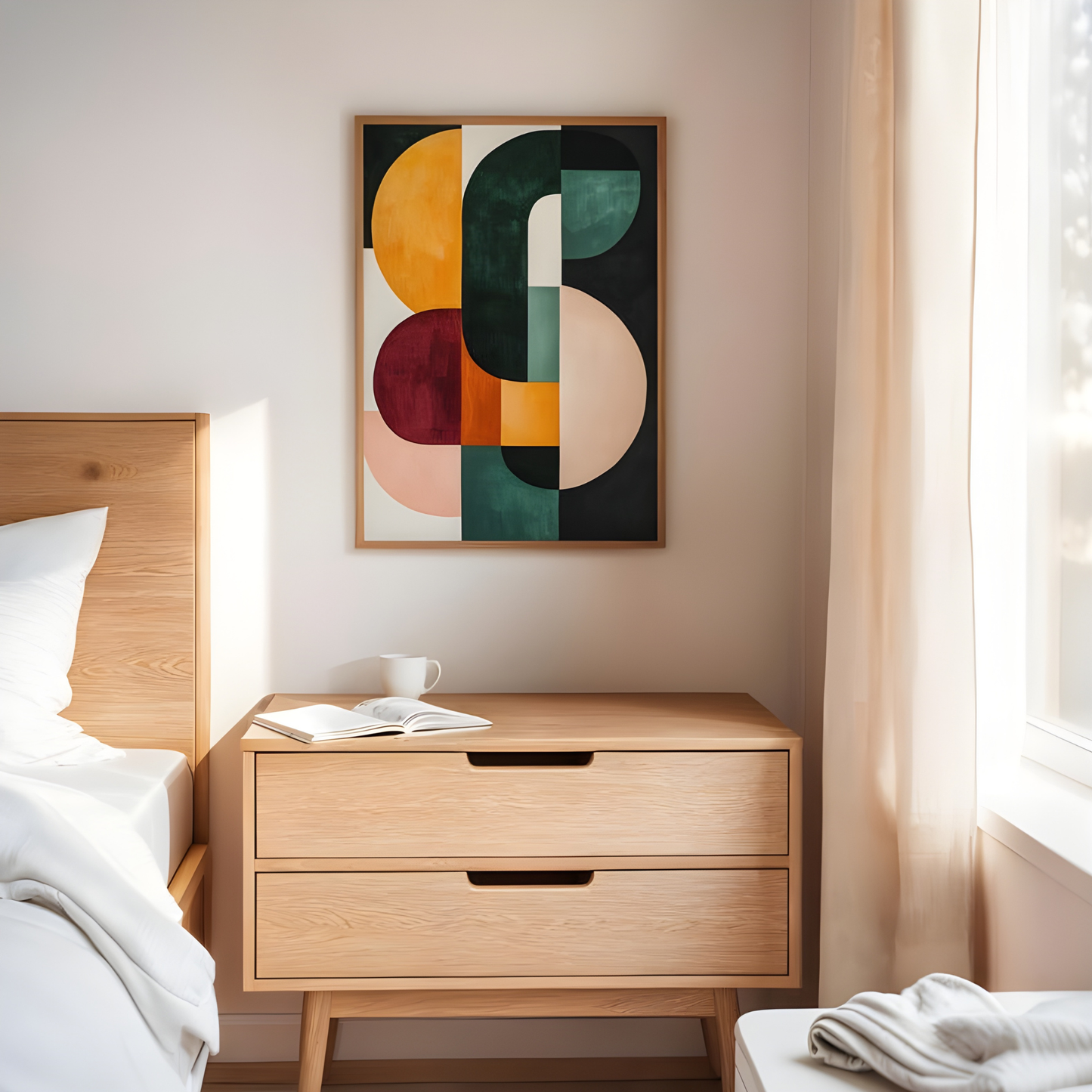 Bold Mid Century Modern Geometric Canvas Wall Art(Original Artwork)