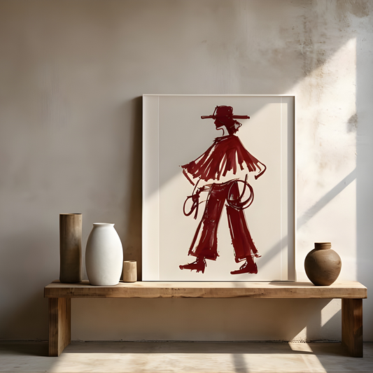 Red Wine Modern Cowgirl Print(Original Artwork)