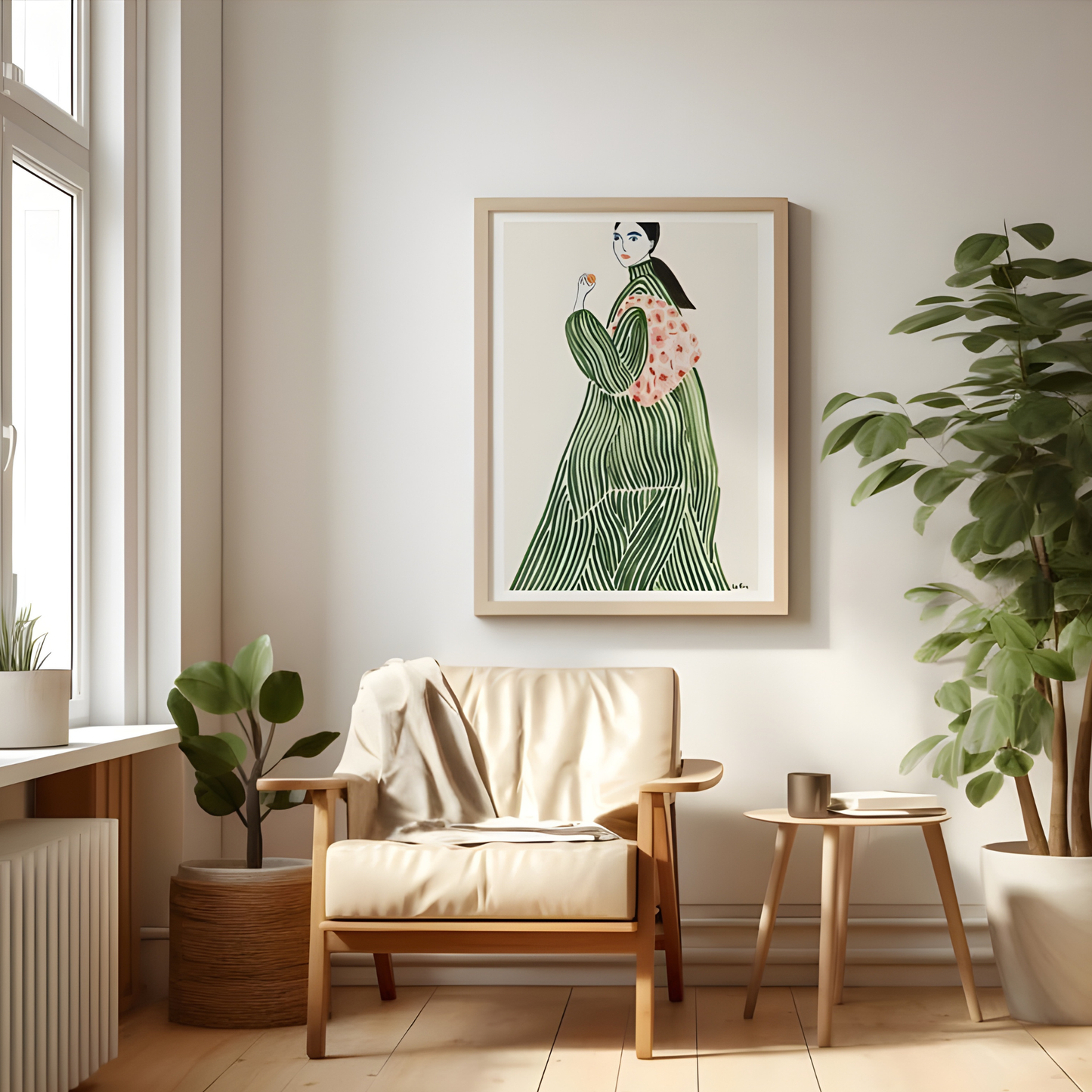 La Poire Green Coat Abstract Wall Art(Original Artwork)