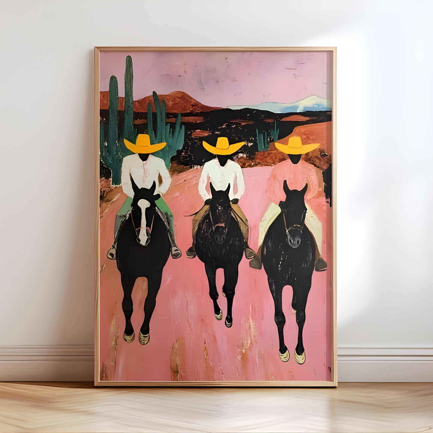 Southwestern cowboys colorful abstract western horse painting(Original Artwork)