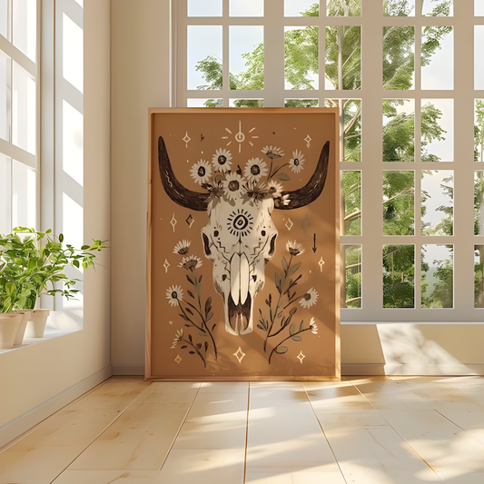 Western Cow Skull Art Print(Original Artwork)