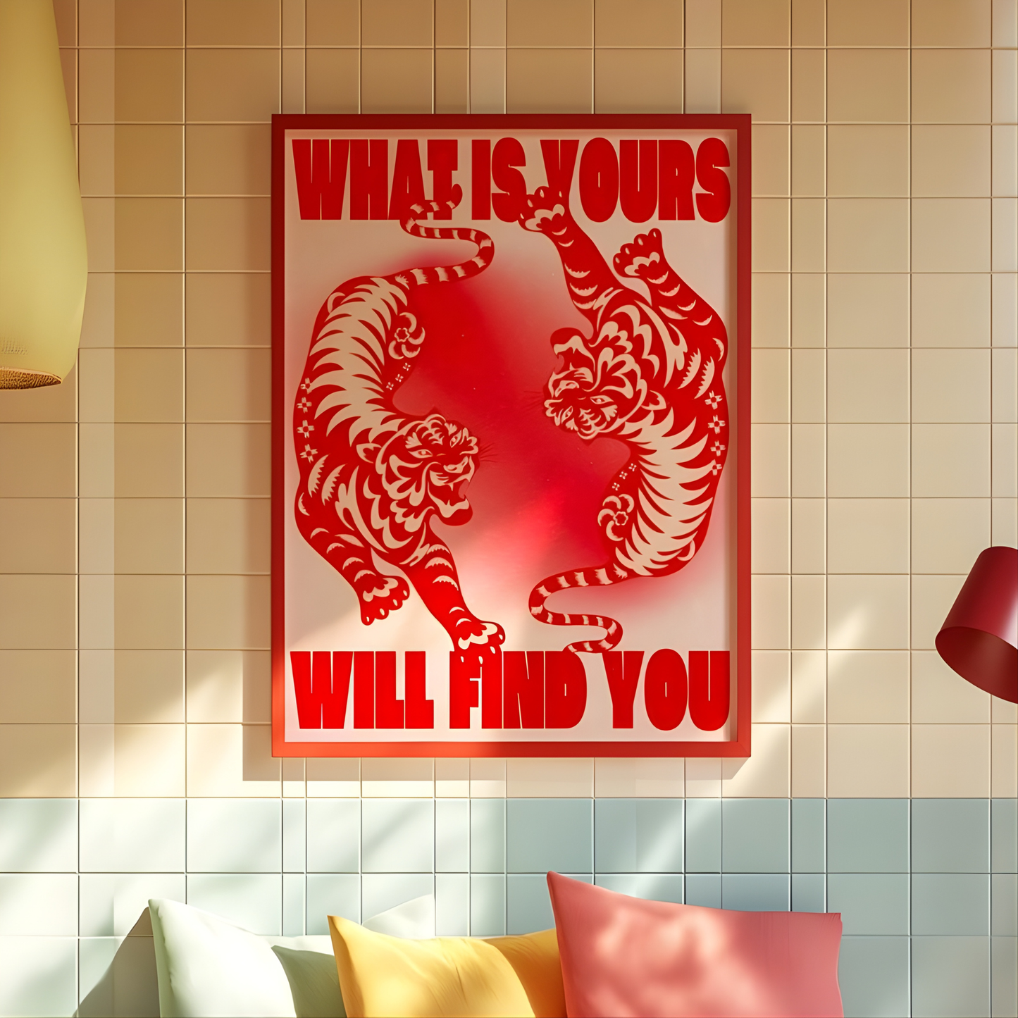 Tiger Poste Affirmation Poster Red Wall Art(Original Artwork)