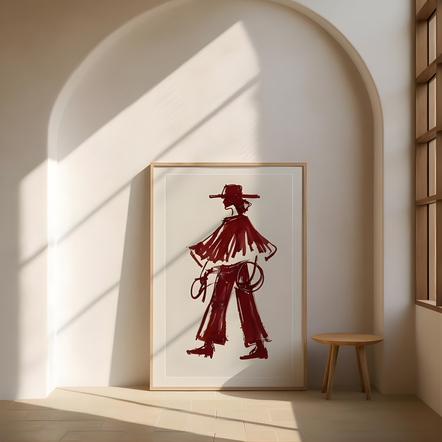 Red Wine Modern Cowgirl Print(Original Artwork)