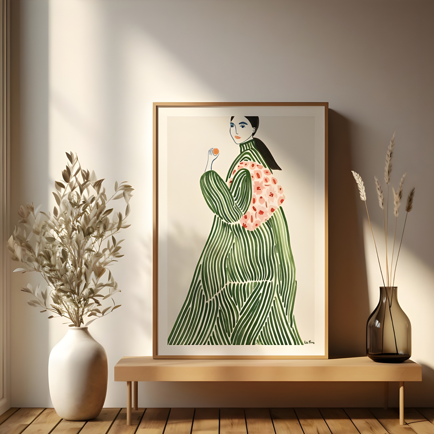 La Poire Green Coat Abstract Wall Art(Original Artwork)