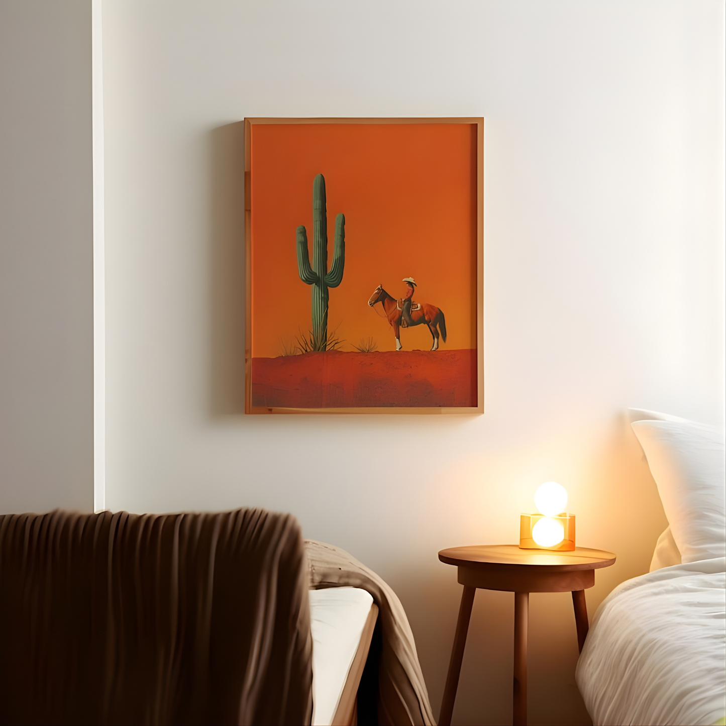 Cowgirl Minimalist Boho Western Illustration Wall Art(Original Artwork)