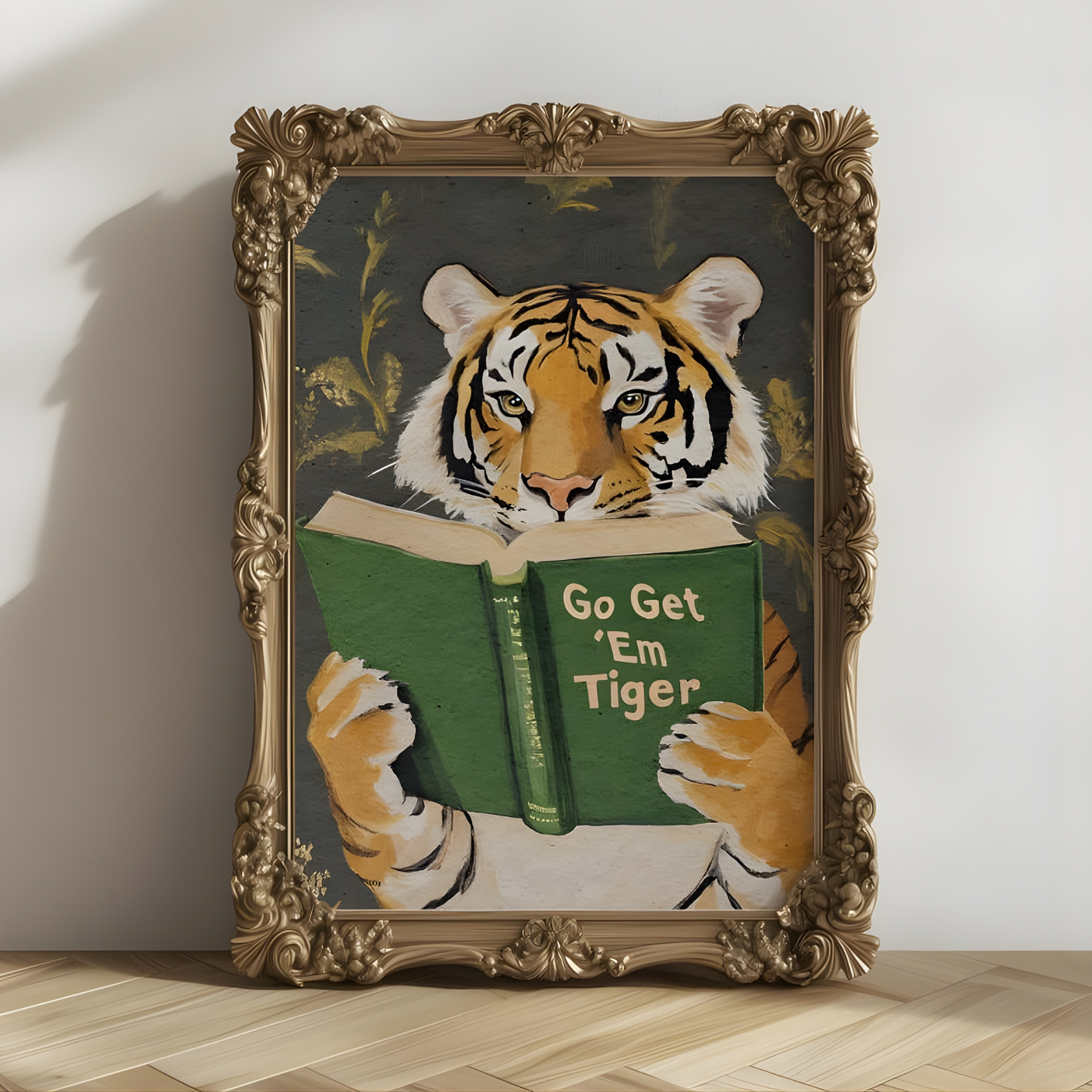 Motivational Tiger Reading wall art(Original Artwork)