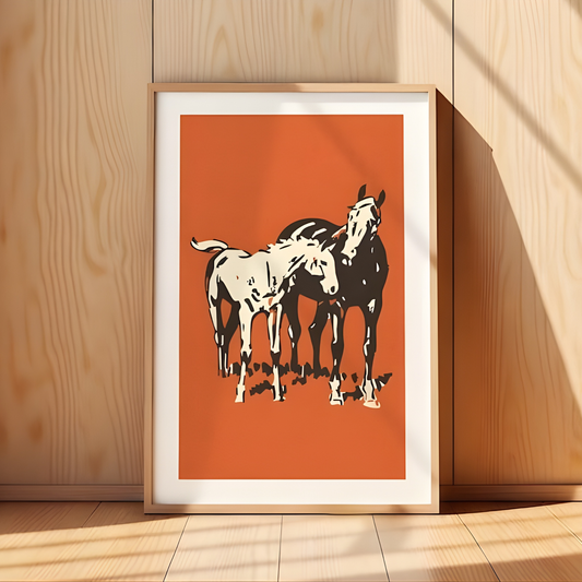 Retro Horses Print Western Horse Art(Original Artwork)