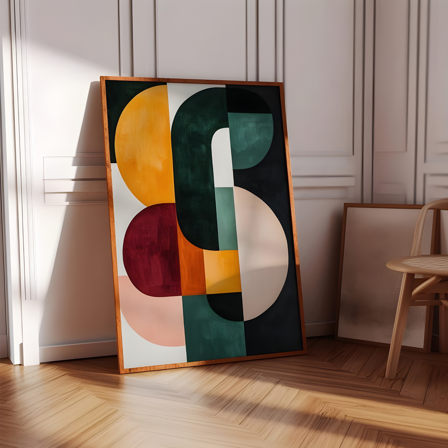 Bold Mid Century Modern Geometric Canvas Wall Art(Original Artwork)
