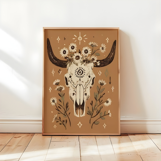 Western Cow Skull Art Print(Original Artwork)
